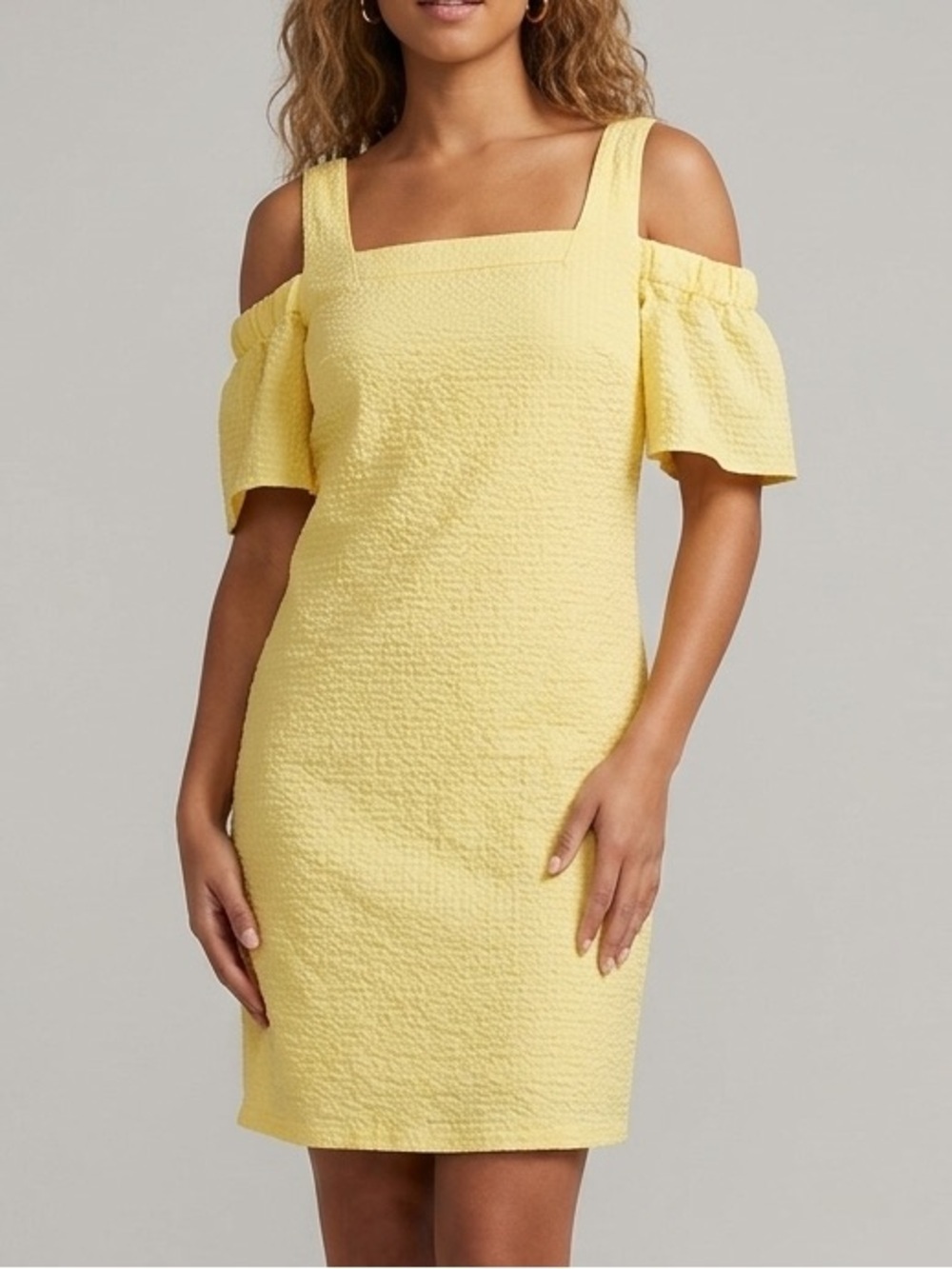 J. Crew Yellow Cold-Shoulder Mini Dress